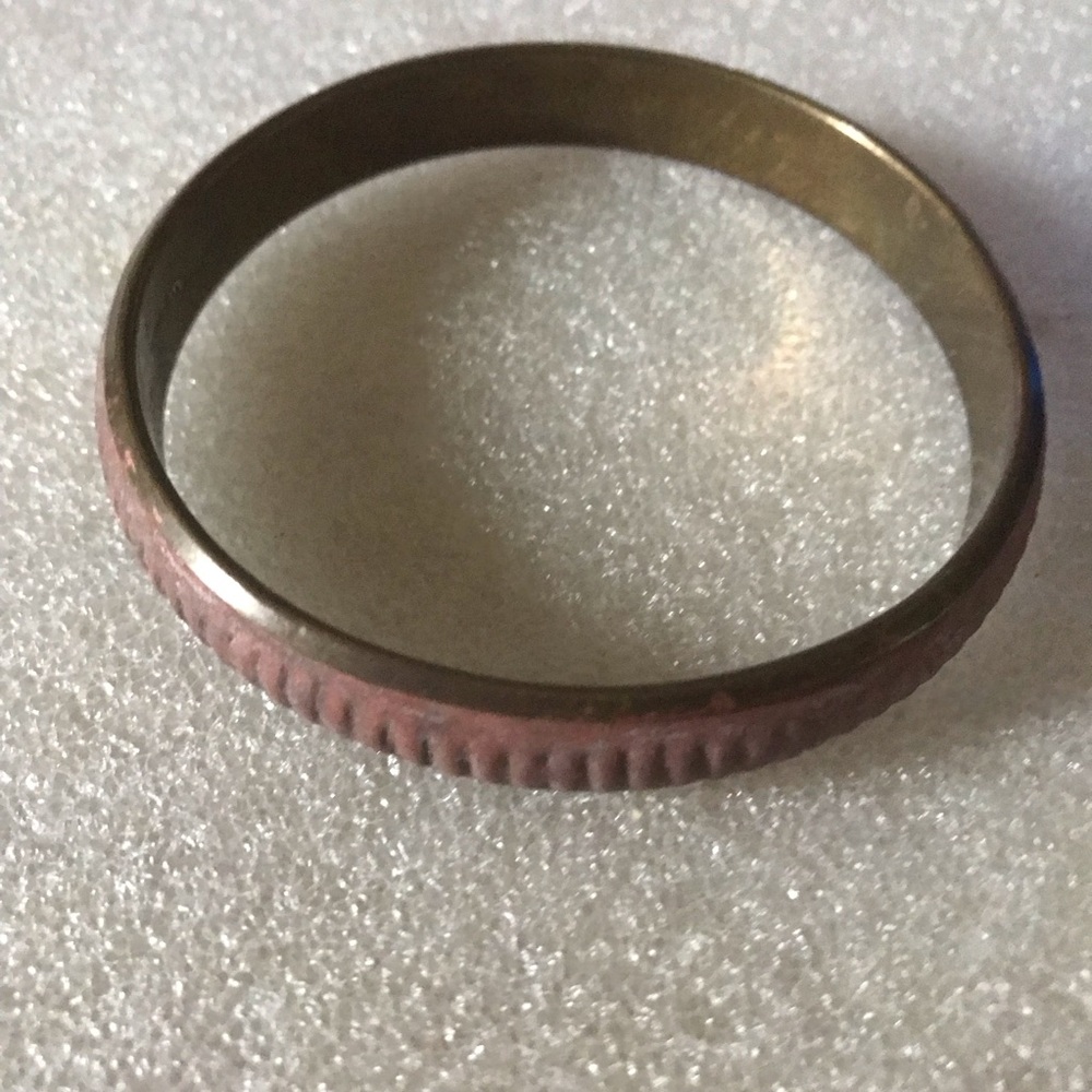 Textured Thin Metal Bangle Bracelet in Pink brass bangle